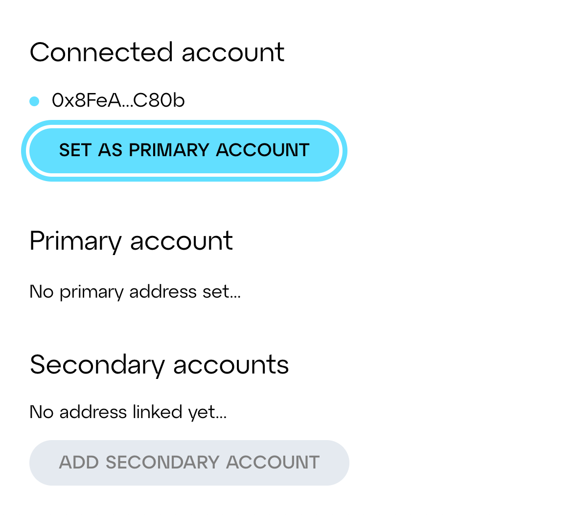 Linea voyage set as primary account